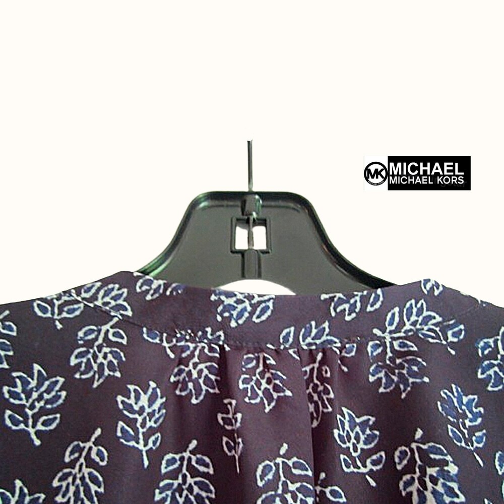 MICHAEL Michael Kors NEW Real Navy Vine-Leaf Zip 3/4 Sleeve Top - Picture 10 of 12